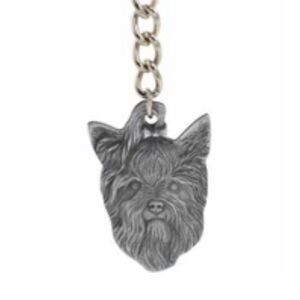 Vintage Rawcliffe Dog Breed Keychain USA Pewter - Yorkshire Terrier (2.5")